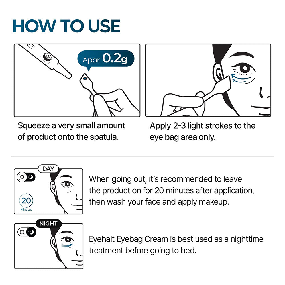 Eyehalt Eye Cream | Eye Bag Remover Puffiness, Dark Circles, Wrinkles, Eye Skin Care EGF Anti-Aging, Niacinamide & Ceramide, 0.33 fl.oz