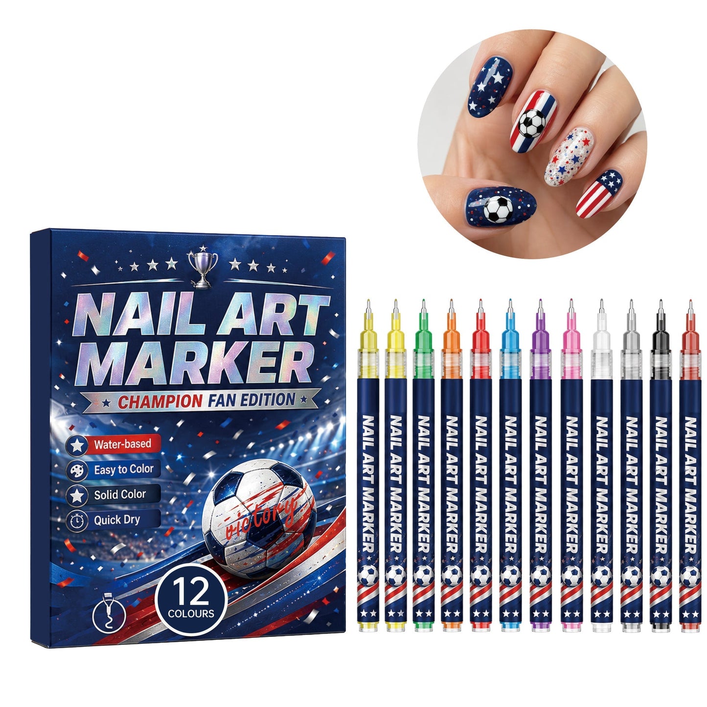 Aerivynox™ 12-color fan-themed nail art brushes